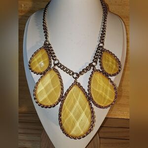 Gorgeous Vintage Yellow Faceted Lucite Necklace 16.5+2" NWOT